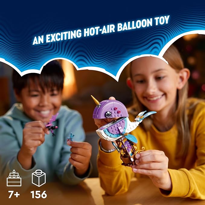 LEGO DREAMZzz Izzie's Narwhal Hot-Air Balloon Deep-Sea Animal Toy, Save Bunchu from a Grimspawn, Transforming Whale Figure for Kids, Bunny Toy for Boys and Girls 7 Years Old and Up, 71472