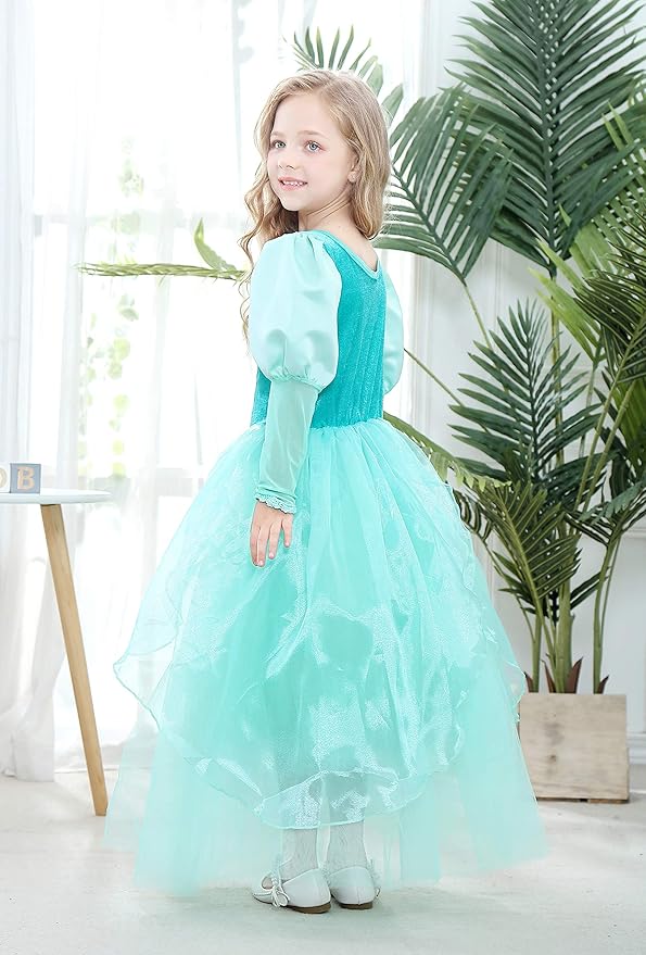 Dressy Daisy Girls Princess Dress Up Costume Mermaid Halloween Xmas Birthday Parties Long Sleeve Size 6X-8 Green