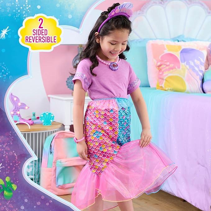 Disney Junior Ariel 2-in-1 Dress Up Set for Pretend Play, Sizes 4-6X, 4-Pieces, Mermaid, Kids Toys for Ages 3 Up by Just Play