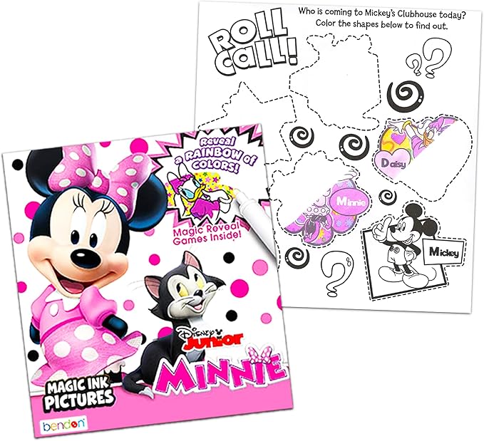 Disney Princess Magic Ink Coloring Book Set - Bundle of 3 Imagine Ink Books for Girls Kids Toddlers Featuring Disney Princess, Moana, and Minnie Mouse with Invisible Ink Pens and Stickers
