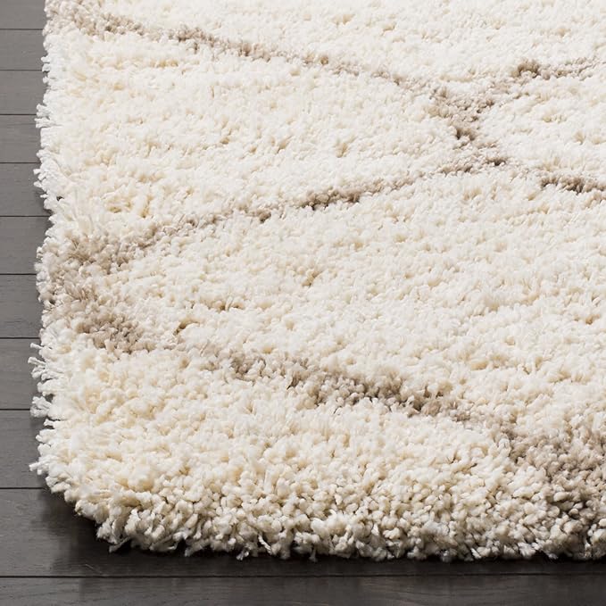 SAFAVIEH Hudson Shag Collection Accent Rug - 2'3" x 3'9", Ivory & Beige, Trellis Design, Non-Shedding & Easy Care, 2-inch Thick Ideal for High Traffic Areas in Entryway, Living Room, Bedroom (SGH280D)