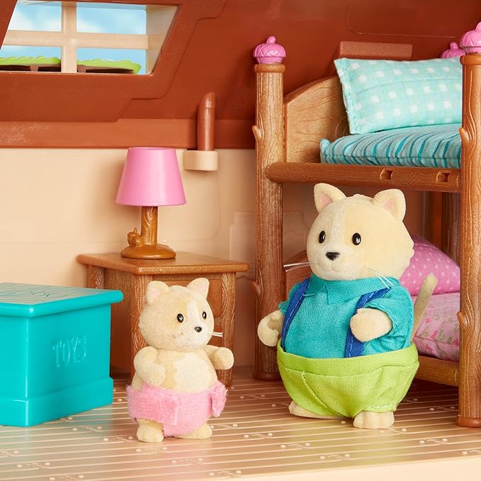 Li'l Woodzeez Bunk Beds Playset – Miniature Bedroom Furniture and Accessories – 18pc Toy Set with Bed, Toys, Book, and More – Gifts for Kids Age 3+