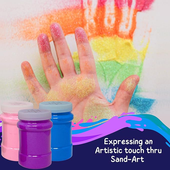 4E's Novelty 16.5 Pound Colored Sand for Sand Art - 12 Colors 22 oz Each, with Storage Container Non-Toxic Craft Sand with Bottles for Kids Sandbox Play, Decorative Colored for Wedding