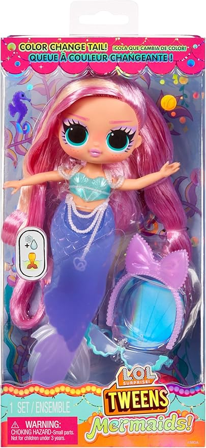 LOL Surprise Tweens Mermaid Lola Waves Fashion Doll with Color Changing Tail, Movable Fin, and Beautiful Accessories – Toy Gift for Kids Ages 4+