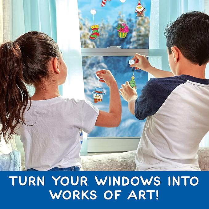 Made By Me Create Your Own Holiday Window Art, Christmas Ornament Kits, Arts & Crafts Activities, Days of Christmas Gifts for Kids Ages - 6+