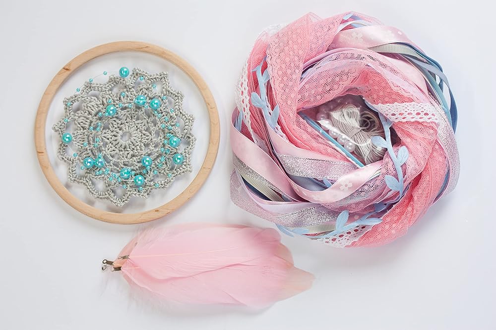 DIY Dreamcatcher Kit Boho Kids Craft Kit Doily Dream Catcher 4.8`/12 cm diameter Birthday Party Activity Crafting Set Stocking Stuffer Christmas Gift