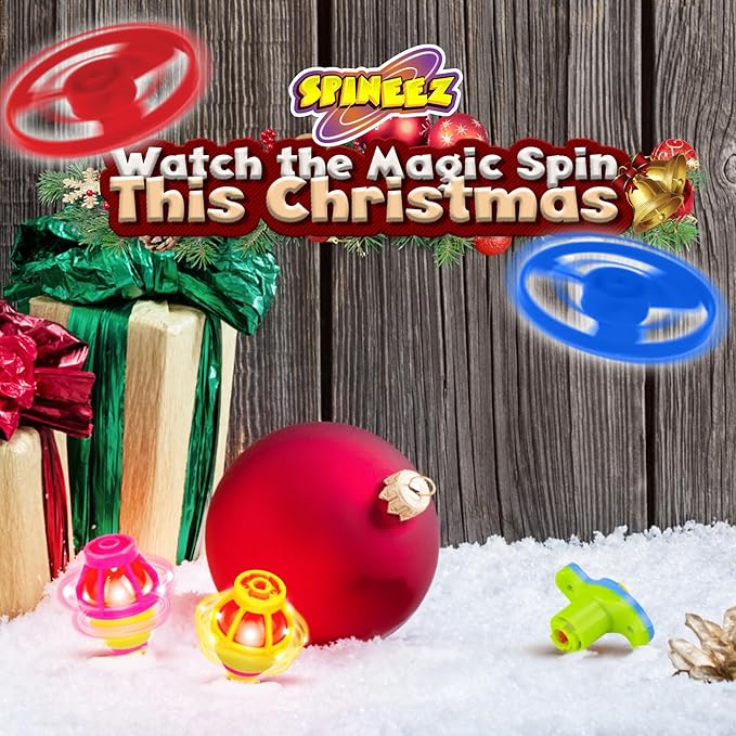 IPIDIPI TOYS Light Up Spinning Tops and Flying Saucer Disc - Light Up Spinner Toy for Kids - Christmas Party Favors, Stocking Stuffers, Birthday Gifts, Cool Games Boys and Girls, Red, Pack of 12 Sets