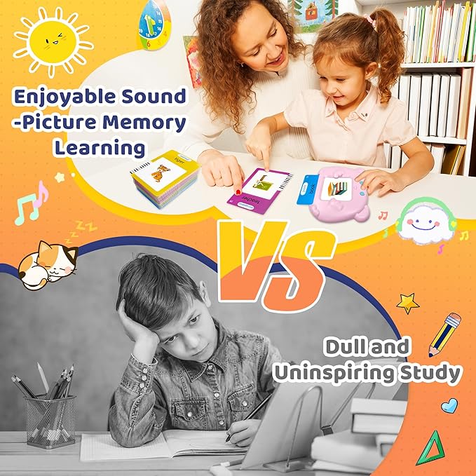 Toddlers Talking Flash Cards, Baby Learning Cards with 224 Sight Words, Educational Toy Gifts for Toddler 3-12 Year Old Boys and Girls, Montessori Toys, Speech Therapy, Autism Sensory Toys, Blue