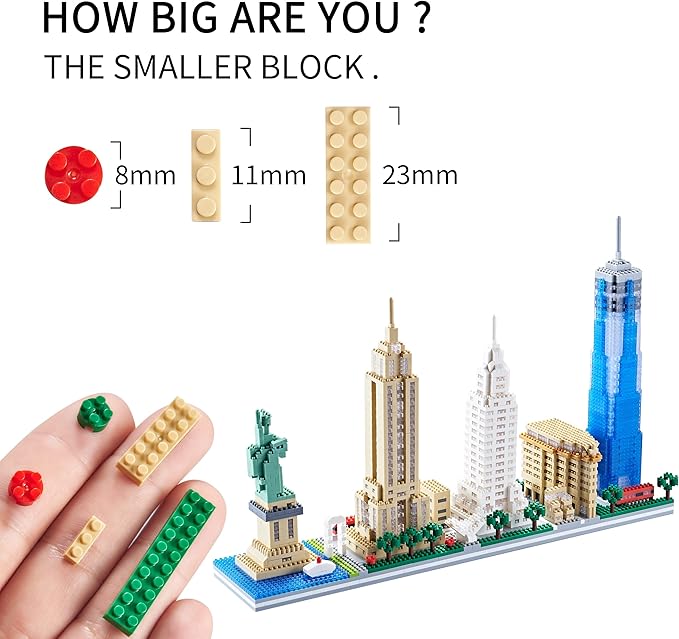 Micro Building Blocks Set World Famous City Architecture New York Skyline Model Kit Skylines Collection Set for Adults and Teens 14+ 3452 Pieces