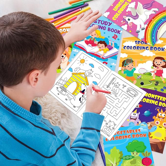 Lionoble 48 Pack Coloring Books for Kids Ages 4-8, Small Coloring Books for Kids Party Favors Bulk Birthday Gifts Goodie Bags Stuffers Classroom Activity Includes Animals Mermaid Dinosaur