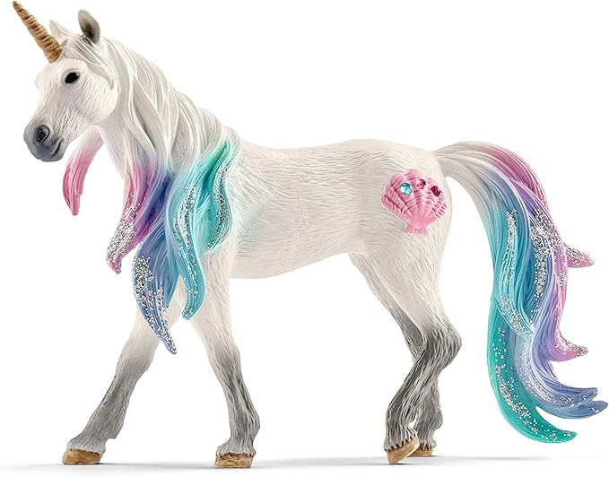 Schleich bayala Mythical Decorated Sea Unicorn Mare - Featuring Glittery Details, Rhinestones, and Gems, Imaginative Fun and Durable Toy for Girls and Boys, Gift for Kids Ages 5+