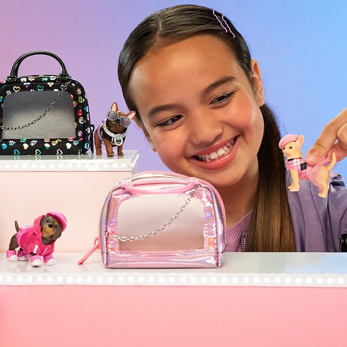 REAL LITTLES - Collectible Micro Puppy Carrier with 1 Micro Puppy and 5 Micro Working Surprises Inside! Styles May Vary