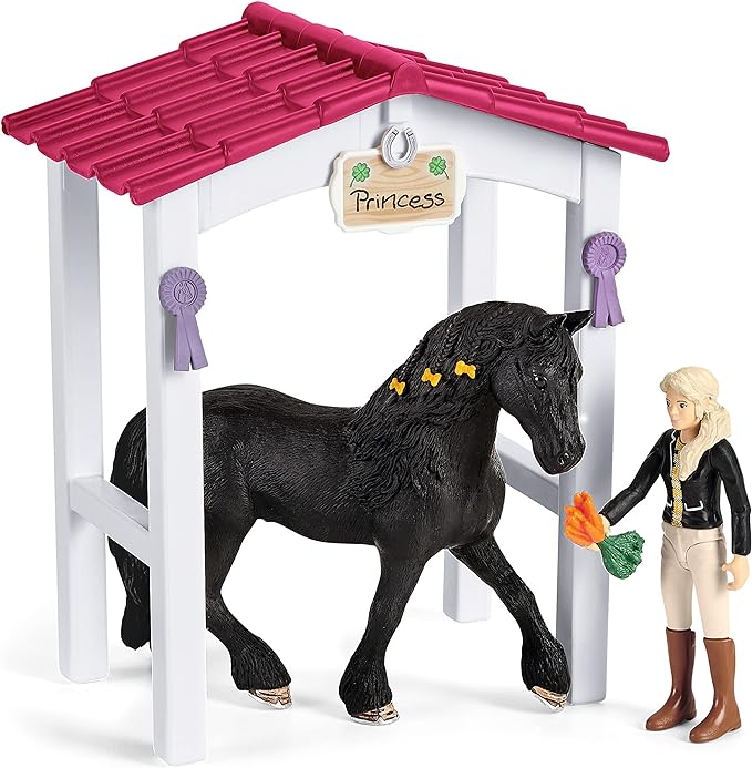 schleich HORSE CLUB — Horse Box with HORSE CLUB Tori & Princess, 26 Piece Horse Stable Play Set, Functional Horse Toys for Girls and Boys Ages 5+