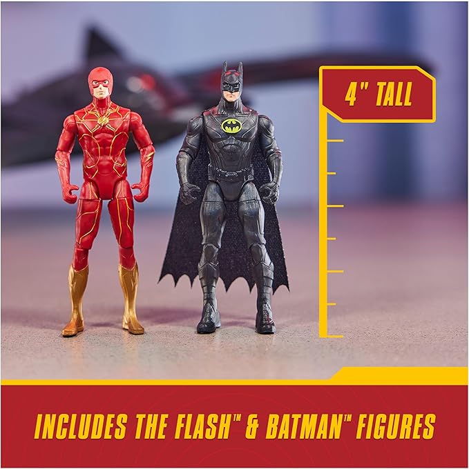 DC Comics, The Flash Ultimate Batwing Set The Flash and Batman Action Figures, 4-inch Playset Kids Toys for Boys and Girls 3 and Up