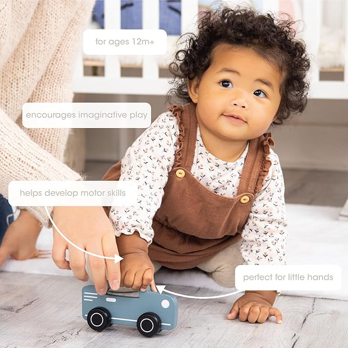 Pearhead Wooden Toy Car, Push and Pull Montessori Baby and Toddler Toy, Gender-Neutral Push Toy, Baby Girl or Baby Boy Nursery Accessory