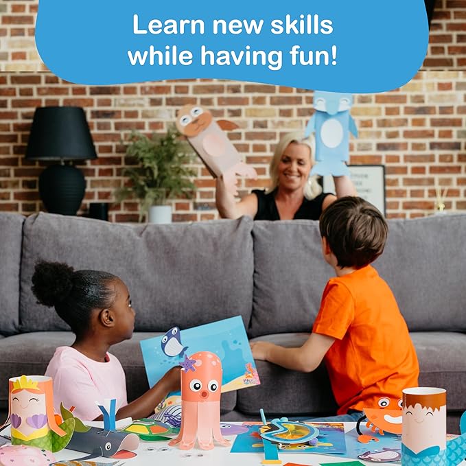 Craftikit® 20 Award-Winning Under The Sea Toddler Arts and Crafts for Girls Ages 4-8, Paper Craft Kits, Sea Animals, Mermaid Crafts for Girls Ages 4-6, Boys, Preschool Craft Supplies for Kids