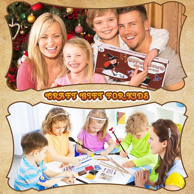 EnchantZone Magic Wand Making Kit DIY Wizard Princess Wand Craft Set for Kids Make Your Own Wands for Birthday Party Favors, Deluxe Accessories to Make 18 Wands