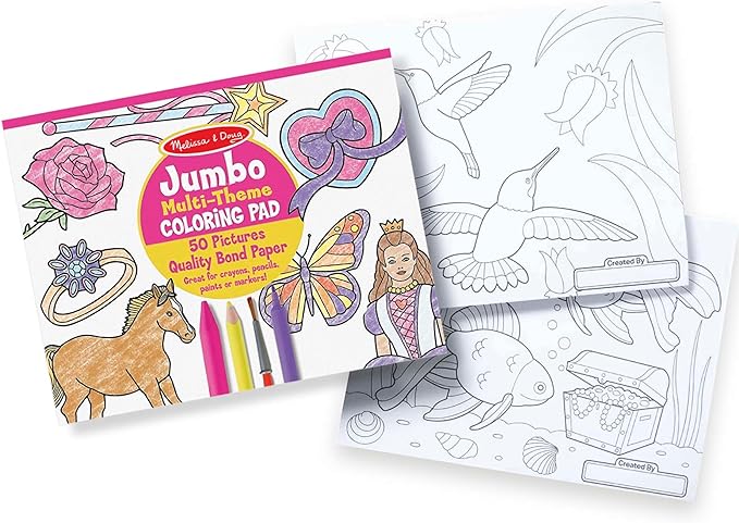 Melissa & Doug Jumbo 50-Page Kids' Coloring Pad Activity Book - Princess and Fairy