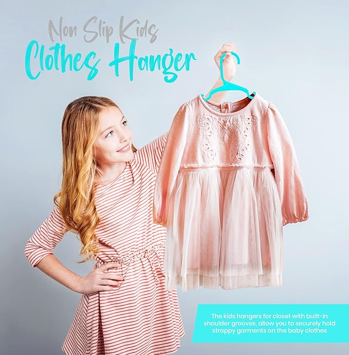 Utopia Home 60 Pack Kids Hangers - 11.5 Inch Plastic Baby Hangers for Closet - Childrens Hanger for Clothes & Infant Hanger for Closet - Ideal for Everyday Standard Use (Teal)
