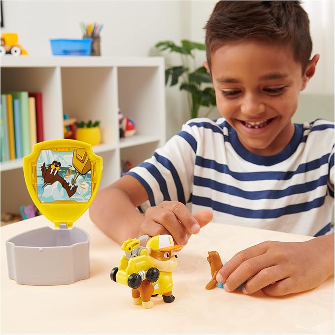 Paw Patrol, Big Truck Pups Rubble Action Figure with Clip-on Rescue Drone, Command Center Pod and Animal Friend Kids Toys Ages 3 and up