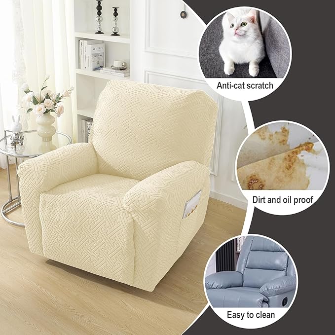NORTHERN BROTHERS Recliner Chair Covers, Lazy Boy Recliner Covers, Stretchy Cover for Recliner Chairs, Beige