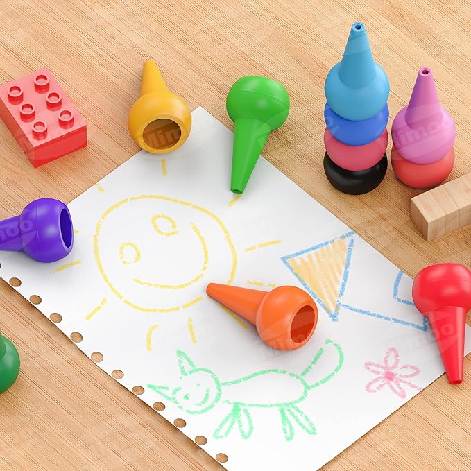 MiMoo 12 Colors Paint Crayons Painting Pencil Sticks Washable for Toddlers, Kids, Children, Boys and Girls, Safety and Non-Toxic Stackable Crayons