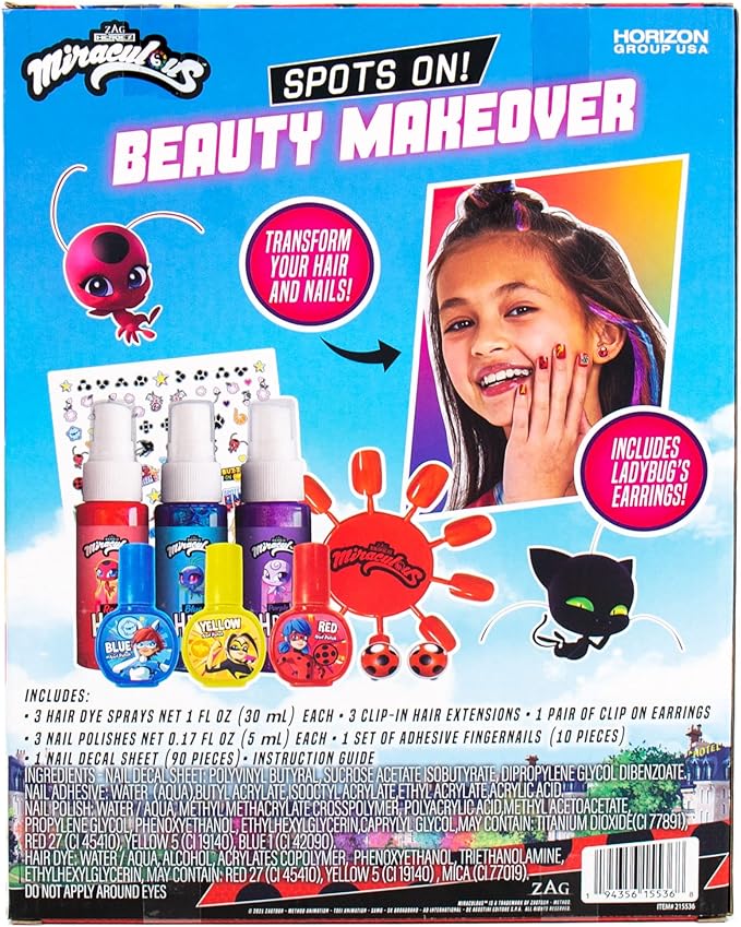 Miraculous Spots On Beauty Makeover Beauty Studio for Kids, Create Your Own Hair Art & Manicure Kit, Great for Girls Sleepover & Birthday Party, Fashion Party Ideas, Nail Art for Kids Ages 6, 7, 8, 9