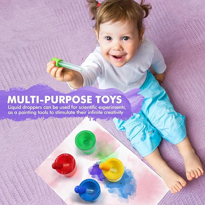 Toddler Paint Brushes Paint Cups, Droppers for Kids, No Spill Paint Cups for Kids, Plastic Liquid Dropper for Kids Crafts, Spill Proof Paint Cups for Preschool Classroom Furniture