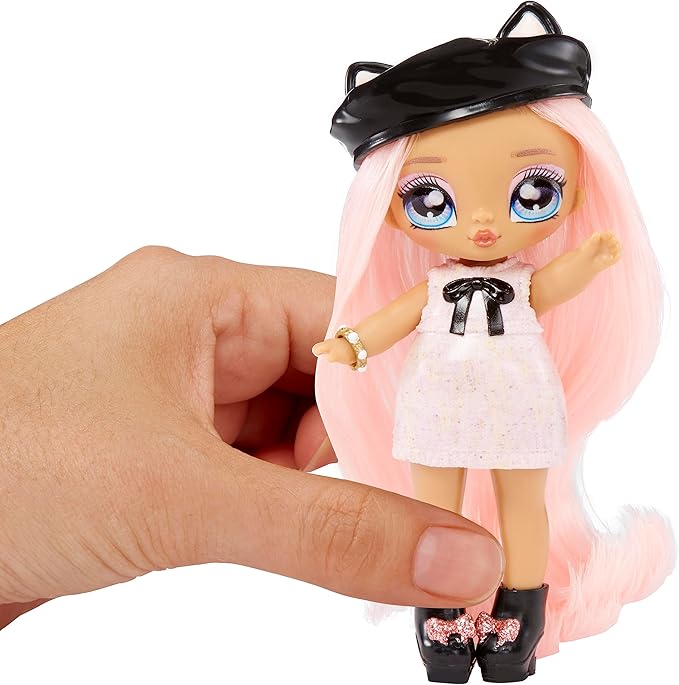 Na! Na! Na! Surprise Mini Ultimate Surprise Kitty Katwood 4" Mini Fashion Doll Kitty Inspired w/ 10 Mystery Fashions, Balloon Popping Confetti Surprises, Poseable,Toy Girls Boys Ages 4 5 6 7 8+