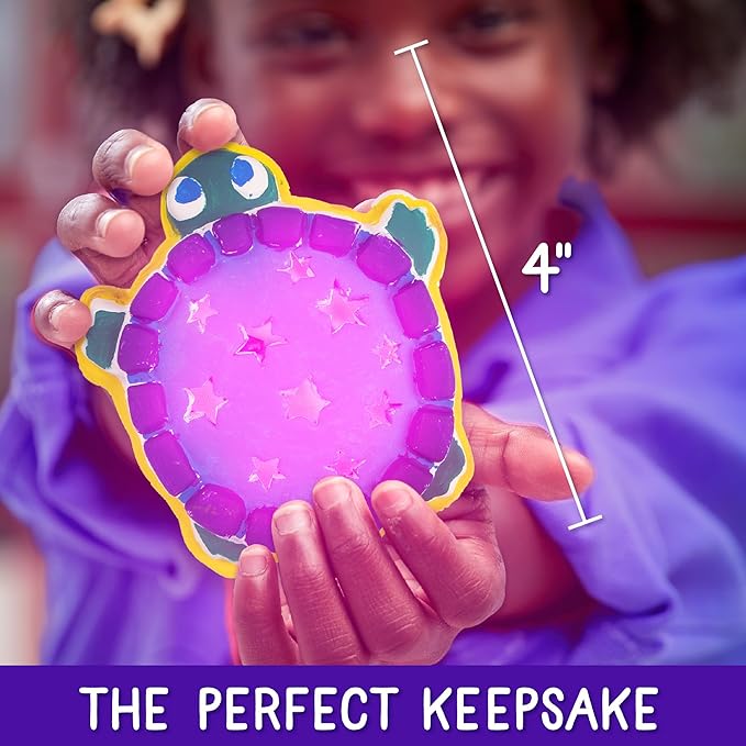 Creative Roots Paint Your Own Light-Up Turtle Stepping Stone, Paintable 3.9 x 4.5-inch Ceramic Light-Up Turtle, Includes 6 Acrylic Paints & Paintbrush, Great Arts and Crafts for Kids Ages 8-12