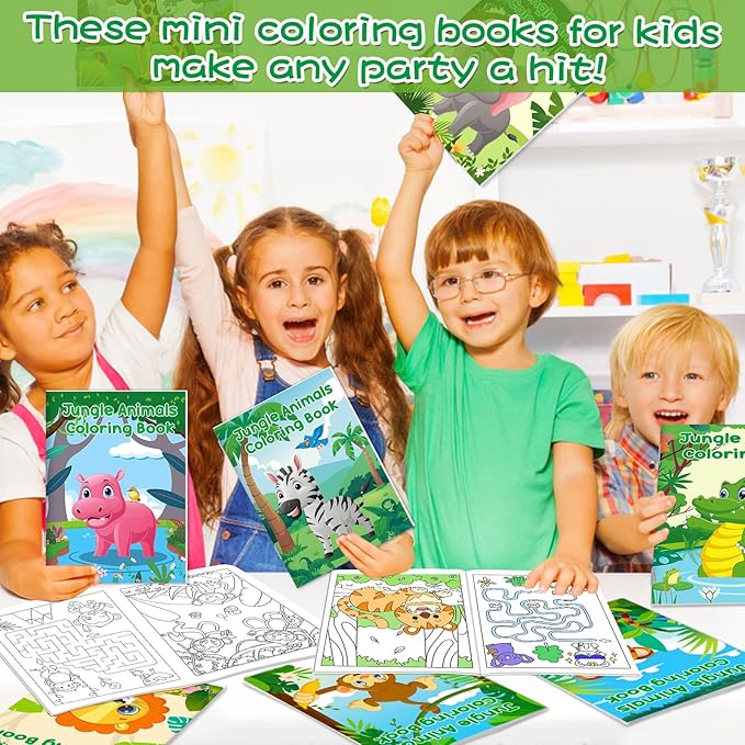 48Pcs Safari Animals Mini Activity Books for Kids Jungle Safari Animals Coloring Books Bulk Lion Elephant Tiger Art Drawing Book for Party Favors Birthday Gifts Goodie Bag Fillers Classroom Supplies