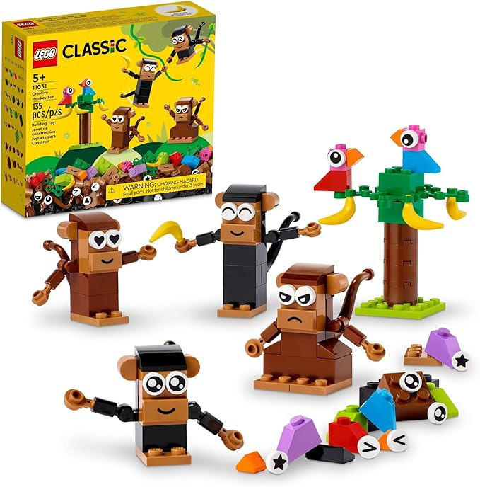 LEGO Classic Creative Monkey Fun 11031 Building Toy Set for Kids, Boys, and Girls Ages and Up, Makes a Great Gift for Grandchildren