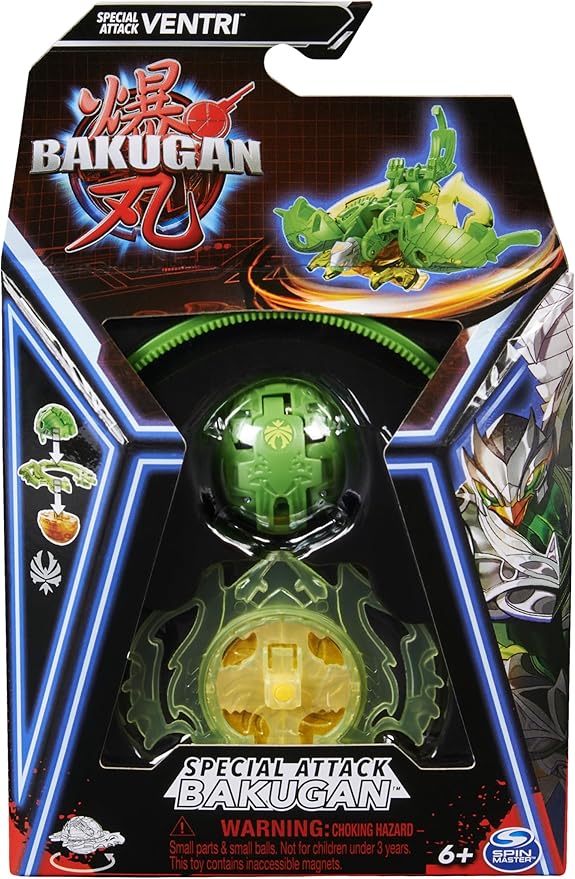 Bakugan, Special Attack Ventri, Spinning Collectible, Customizable Action Figure and Trading Cards, Kids Toys for Boys and Girls 6 and up