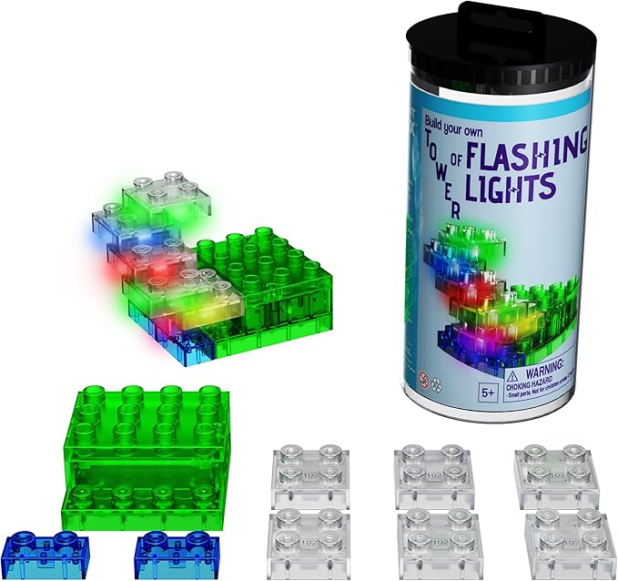 E-Blox: Circuit Blox: BYO Tower of Flashing Lights - Color-Changing LED Blocks Kit, Stack & Build 3D Brick Creations Set, DIY STEM Toy, Kids Ages 8+