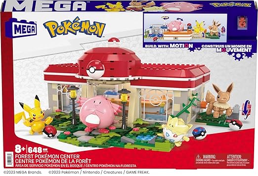 MEGA Pokémon Building Toys Set Forest Pokémon Center with 648 Pieces, 4 Poseable Characters, for Kids