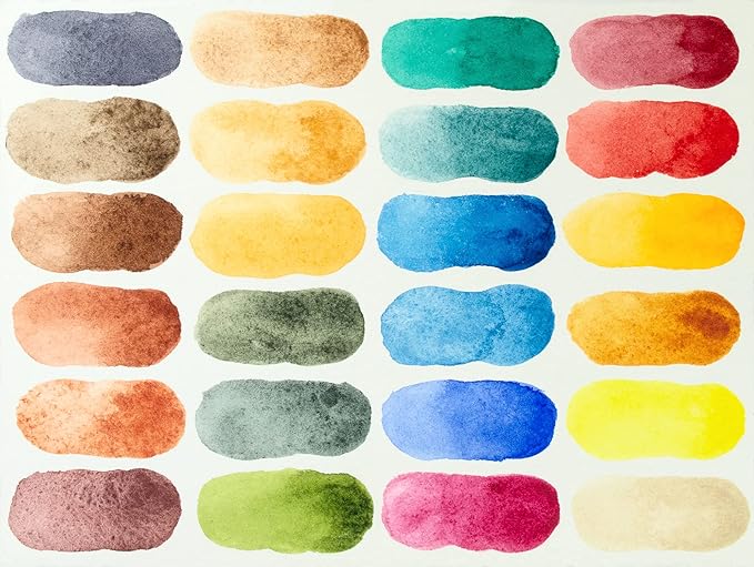 Daniel Smith Color Hand Poured Pan Set with BONUS Metal Box and Empty Half Pans, 24 Units (Pack of 1)