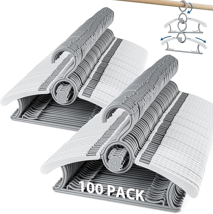 Baby Hangers 100 Pack Extendable Adjustable Kids Hangers, 11-14 Inches Non-Slip Plastic Toddler Hangers for Baby Kid Kids Children Infant Child,Stackable Kid Hangers for Closet Grey Bear