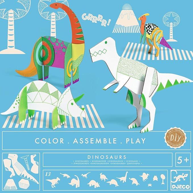 DJECO DIY Color. Assemble. Play. Dinosaurs Activity Set, Small
