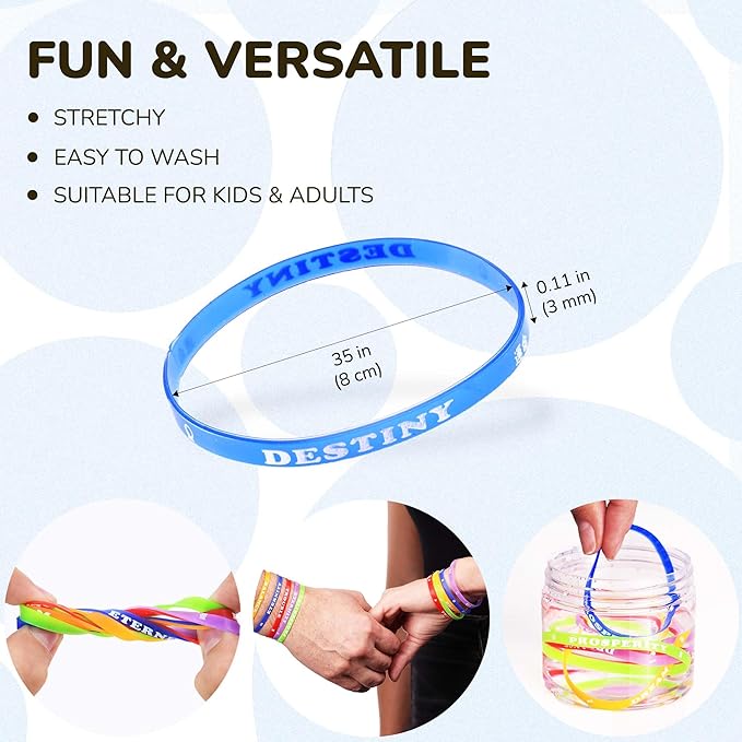 Rubber Bracelets - 100 Pcs Silicone Wristbands - Rubber Band Bracelet Party Favors for Kids - Rubber Bracelet for Kids - Silicone Wristband for Kids - Wristbands Silicone - Vending Machine Toys