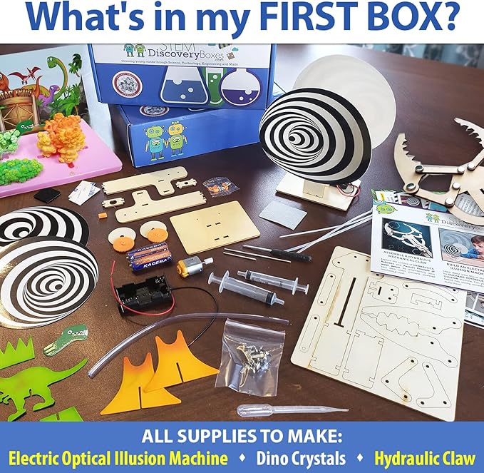 STEM Discovery Box 9 Month Subscription with 27 Total STEM Projects - Educational Science Technology Engineering Learning Lab - Kids Experiment Activity Build Sets - Girls & Boys Children Age 7 - Teen