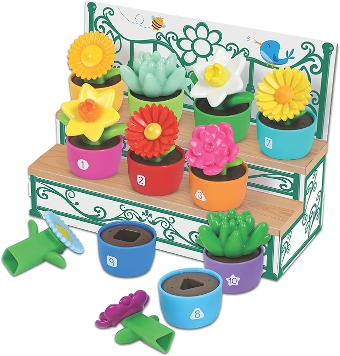 Learning Resources Shape & Color Garden, Flower Toys for Toddlers, Travel Toys, Sorting and Stacking Toys, Ages 18 Months+, 20 Pieces