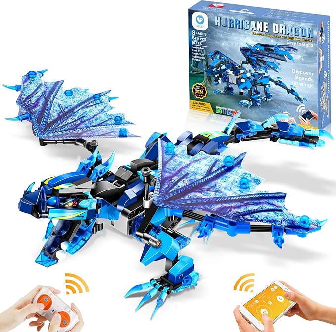 Sillbird Hurricane Dragon Building Kit, Remote & App-Controlled STEM Projects for Kids Age 8-12 Christmas Thanksgiving Birthday Toys Gifts for Boys Girls Age 7 8 9 10 11 12 14-16+ (549 Pieces)