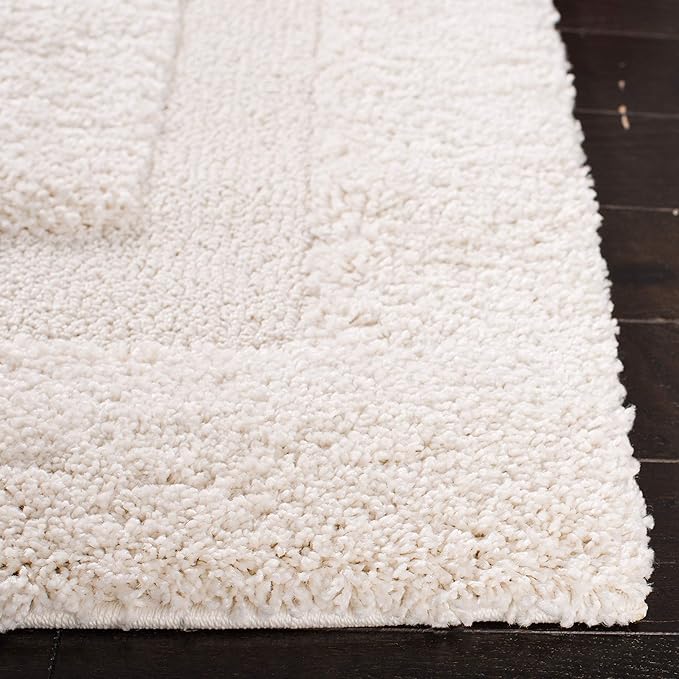 SAFAVIEH Florida Shag Collection Area Rug - 9'6" x 13', Creme & Creme, Border Design, Non-Shedding & Easy Care, 1.2-inch Thick Ideal for High Traffic Areas in Living Room, Bedroom (SG454-1111)