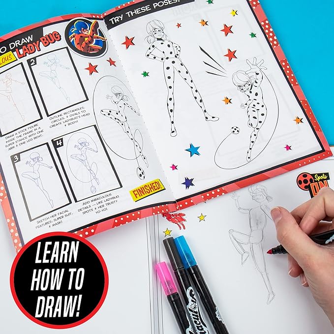 Miraculous Make Your Own Comic Book – Create 2 Comic Books Ladybug, Cat Noir, Tikki & More – Creative Toys for Kids Ages 6 & Up – DIY Comic Book Kit Kids