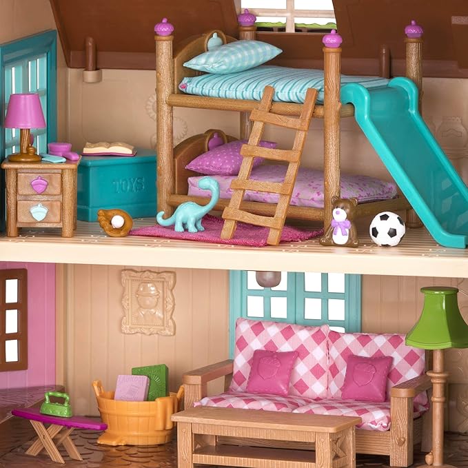 Li'l Woodzeez Bunk Beds Playset – Miniature Bedroom Furniture and Accessories – 18pc Toy Set with Bed, Toys, Book, and More – Gifts for Kids Age 3+