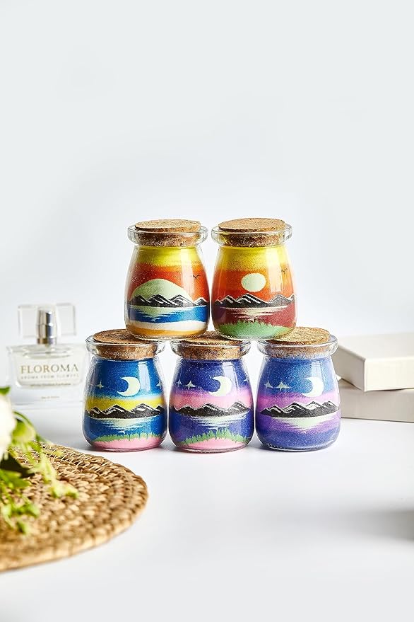 YUANLUGV Sand Art Bottles, Colored Sand with Luminous Sand Art Crafts Gift for Kids, Elegant and Exquisite Sand Art Craft Bottle，Gifts for Girls Boys Kids Women Birthday (E)