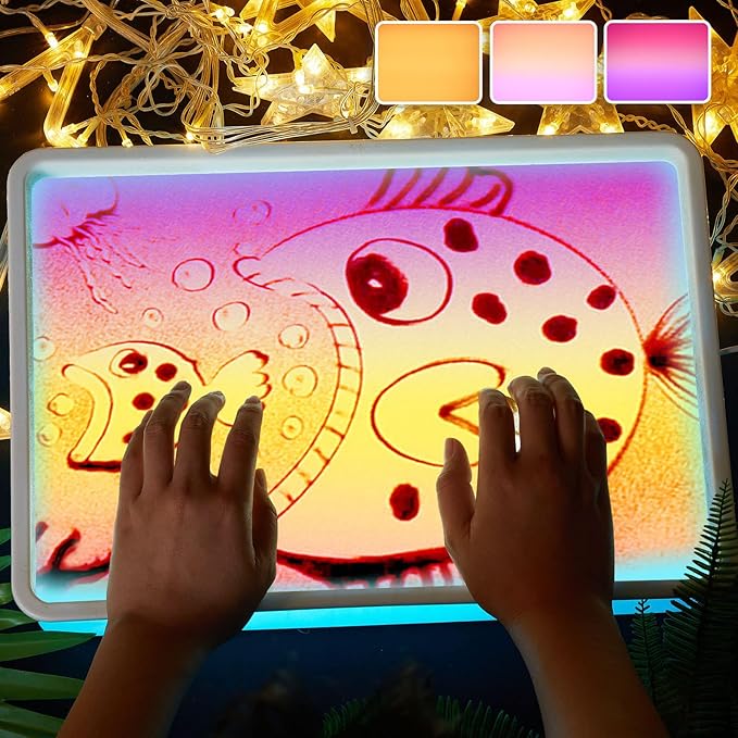 Light Table for Kids Manipulative | Sand Painting Light Box | Kids Light Table | Light Table Toys | Light Up Table for Kids | Sensory Light Table Accesories|3 Modes,10-Level Dimming16"(Blue)
