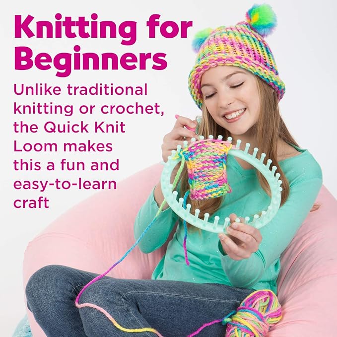 Creativity for Kids Quick Knit Loom Kit - Knitting Kit for Kids, Make Your Own Pom Pom Hat And Accessories, Knitting Loom Crafts for Kids