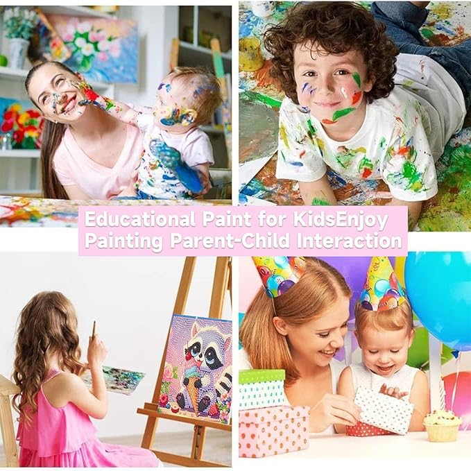 Raccoon Diamond Art Painting Kits with Frame- Animals Diamond Painting Kit with Frame, Cute DIY Diamond Art Kits as Wall Decoration 7X7 Inch