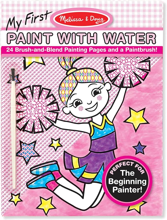 Melissa & Doug My First Paint With Water Art Pad - Cheerleaders, Flowers, Fairies, and More (24 Pages)